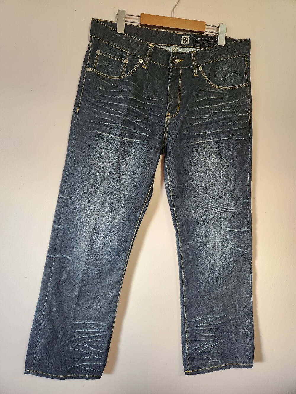 Marc Ecko Cut & Sew Deadly Threads Bootcut Denim Jeans Mens 33x30 Y2K McBling